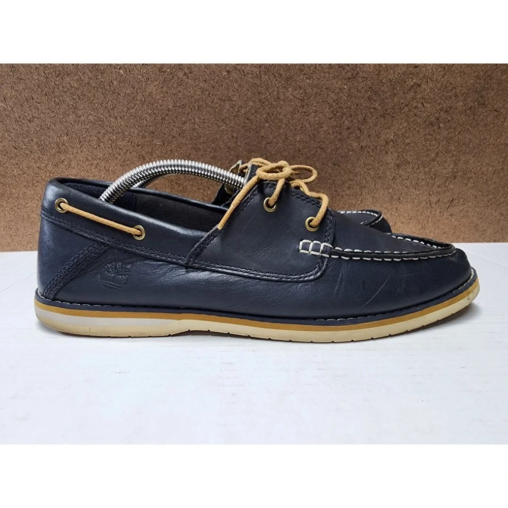 Mens Timberland Classic Boat Shoe Handsewn Dk Blue Leather Boat Shoe Sz 11.5